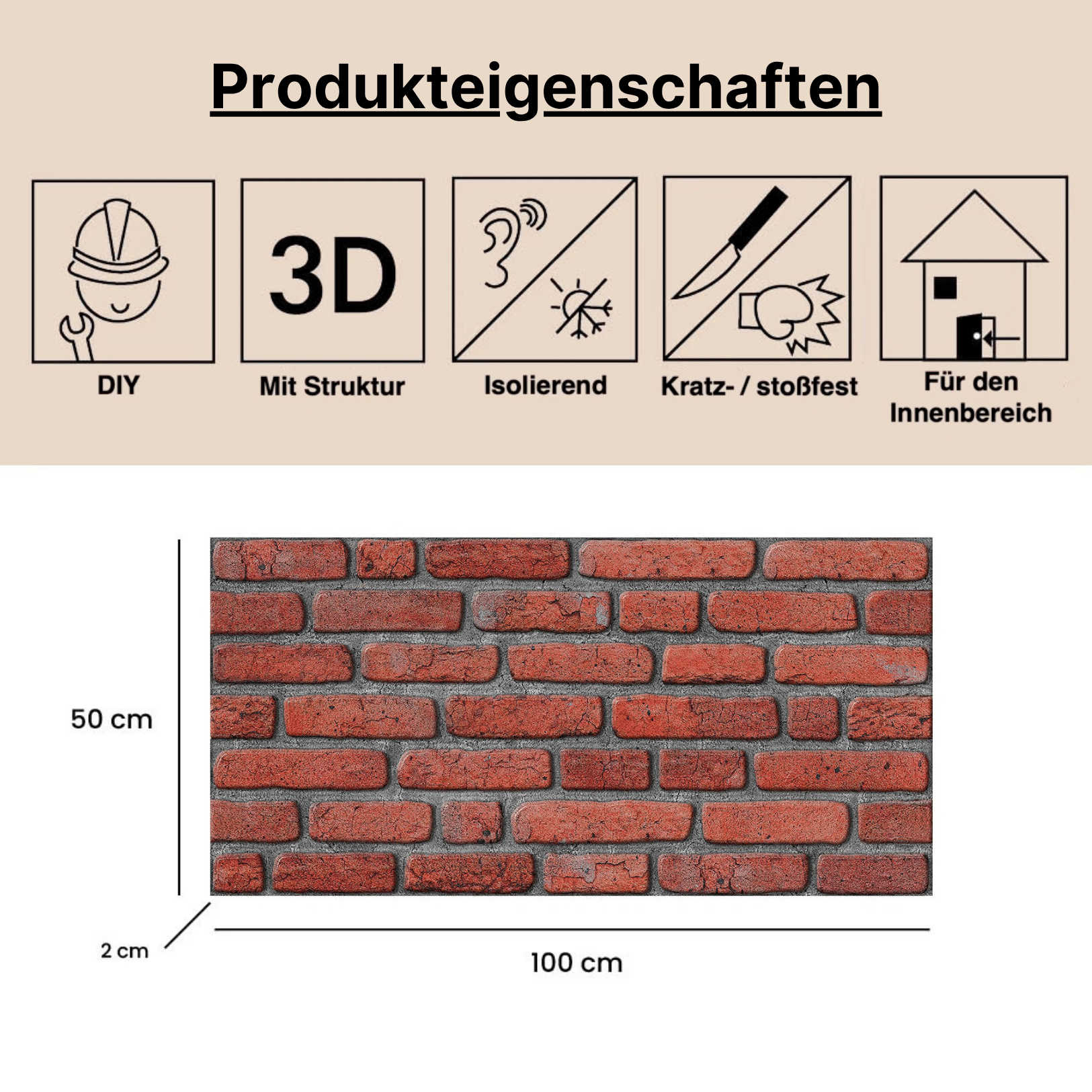 Wandverkleidung Steinoptik 3D Wandpaneele Backstein Roter Klinker Fuge Dunkel EPS Styropor Verblender RP22 – Bild 2