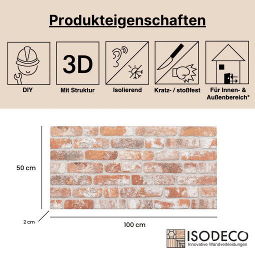 Wandverkleidung Steinoptik 3D Wandpaneele Backsteinoptik Klinker EPS Styropor Verblender RP12 – Bild 3