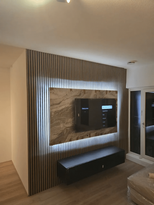 Wanderkleidung - Wandpaneele in SPC Marmorlook - Yuba Stone Matt Wit/Grijs – 100% Wasserabweisend – 260 x 120 cm  – SPC01 – Bild 6