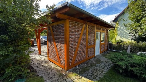 Wand- & Fassadenverkleidung in Steinoptik aus Polyurethan - 3D Wandpaneele Barok Rustikal Rot Weiß Orange - Klinkeroptik Verblenderplatten - Für Innen & Außen - PU-21 – Bild 2