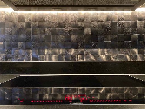 Wandverkleidung Selbstklebende Mosaikfliesen Wandpaneele Quadrat Viereckig Gebürstetes Aluminium GunMetal MK18 – Bild 7