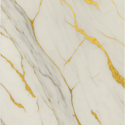 Wandverkleidung - Wandpaneele in Marmoroptik aus PVC - Wandplatten in Hochglanz - 260 x 120 cm - Carrara Gold - M23