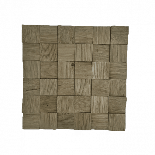 Wandverkleidung aus 3D Echtholz Wandpaneele Eiche Holzriemchen aus Echtholz Quadratisch - Eiche Natur - EH07