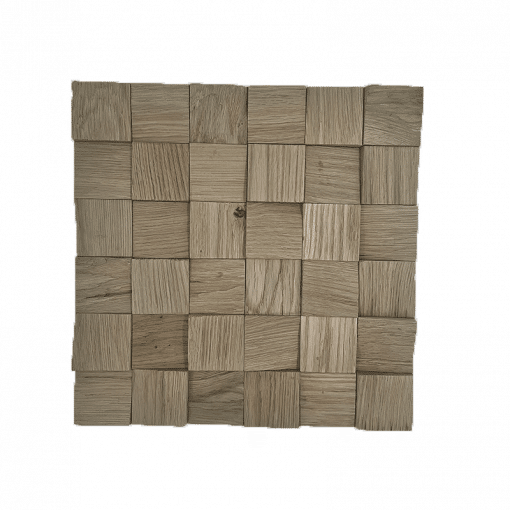 Wandverkleidung aus 3D Echtholz Wandpaneele Eiche Holzriemchen aus Echtholz Quadratisch - Eiche Grau - EH09
