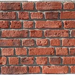 Wand- & Fassadenverkleidung in Steinoptik aus Polyurethan - 3D Wandpaneele Ladrillo Vintage Raja Rot - Klinker Orange/Rot Weiß/Schwarz - Verblenderplatten - Für Innen & Außen - PU-32