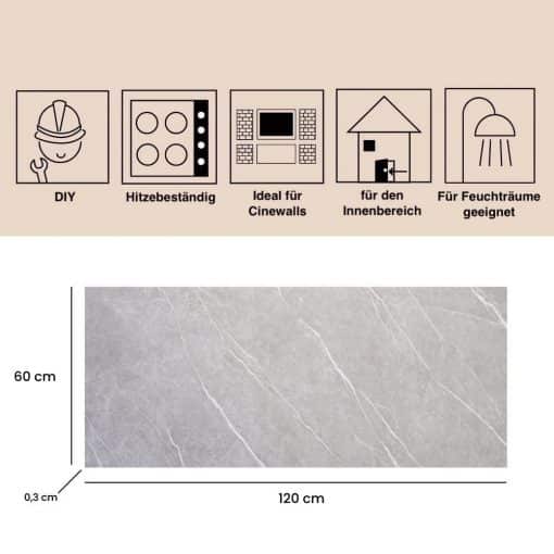 Wandverkleidung Marmorfliesen Wandpaneele Marmoroptik Wandplatten Marmorplatte Grau Weiß M11 – Bild 2