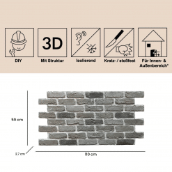 Alternative view of Wandverkleidung Steinoptik 3D Wandpaneele Barok Rustikal Grau Verblender Polyurethan Platten - Für Innen & Außen - PU-10