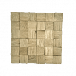 Wandverkleidung aus 3D Echtholz Wandpaneele Eiche Holzriemchen aus Echtholz Quadratisch - Eiche Natur Hell - EH08