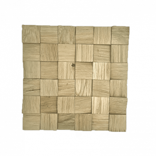 Wandverkleidung aus 3D Echtholz Wandpaneele Eiche Holzriemchen aus Echtholz Quadratisch - Eiche Natur Hell - EH08