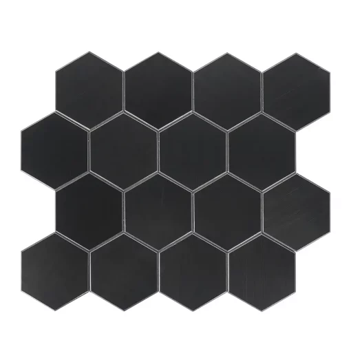 Wandverkleidung Selbstklebemosaik Selbstklebende Mosaikfliesen XL Hexagon - V-Fuge - Matt Schwarz MK38