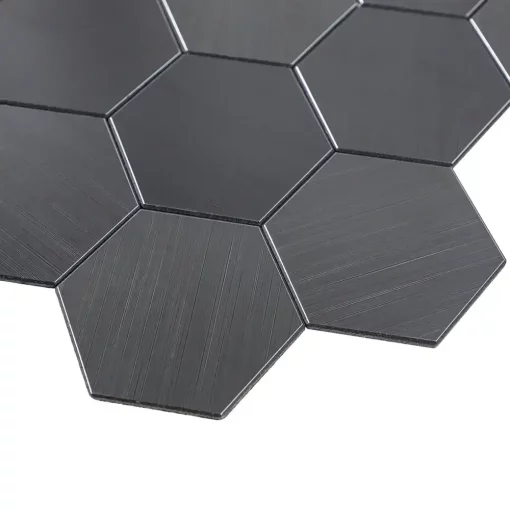 Wandverkleidung Selbstklebemosaik Selbstklebende Mosaikfliesen XL Hexagon - V-Fuge - Matt Schwarz MK38 – Bild 6